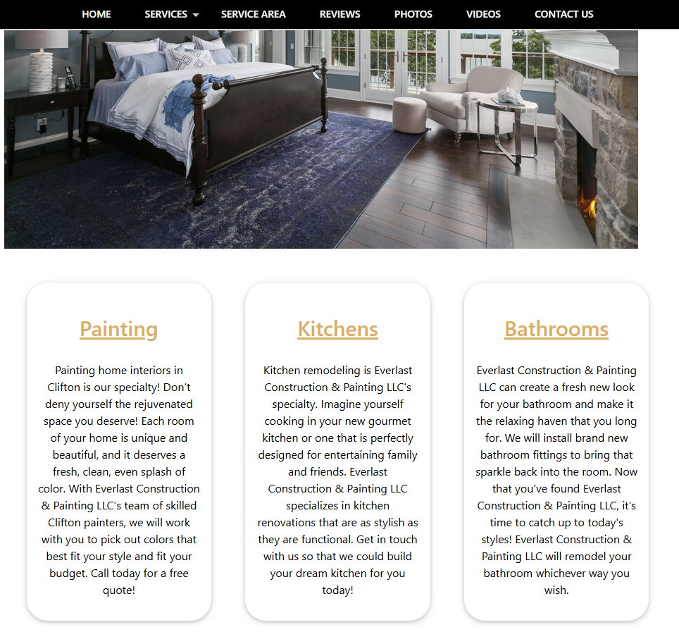 Before: cluttered, generic-looking business page